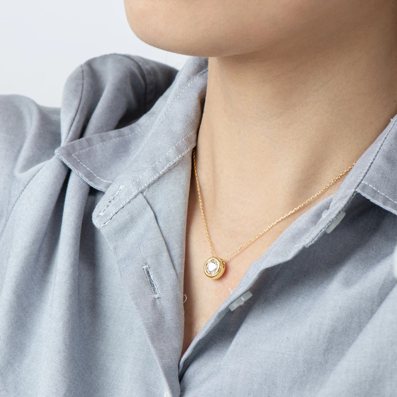 قلادة مويسانيت من Lngy-Bubble للنساء ، فضة إسترليني ، مجوهرات أصلية معتمدة ، قلادات إسقاط سوليتير ، 1CT 2CT 3CT #5