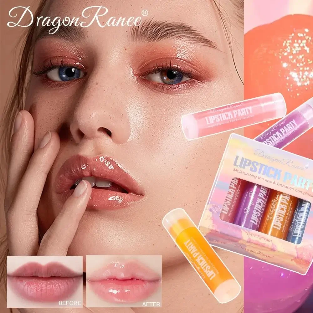 미러 글로스 립스틱 세트 4개입 반짝이는 플럼핑 수분 공급 지속력 있는 영양 립 메이크업