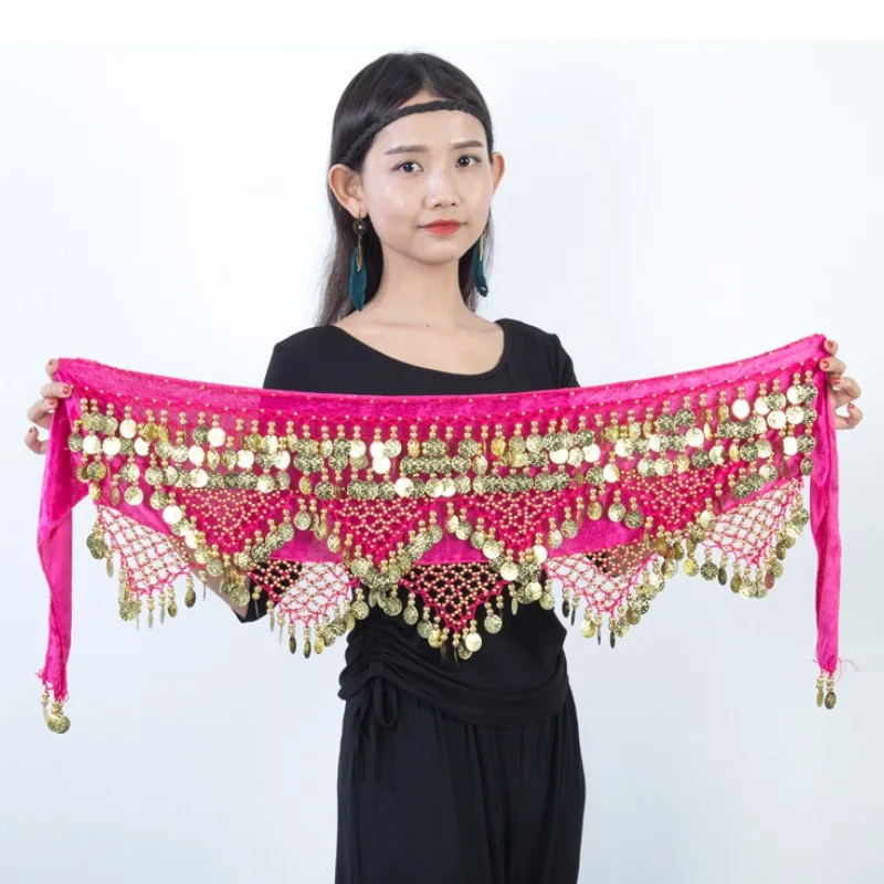 New Style Belly Dance Sequined Waist Chain Triangle Hip Scarf Women Performance Clothing Accessories Belly Dance Coins Belt