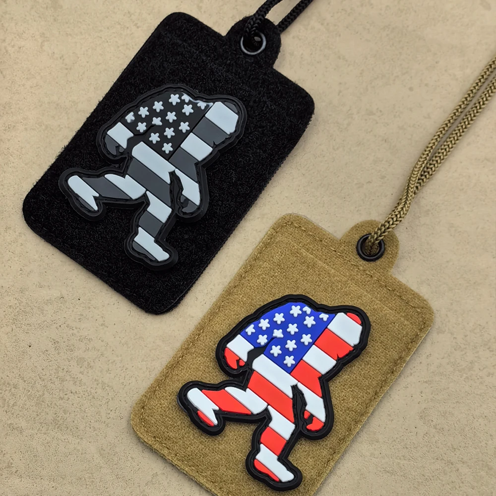 العلم الأمريكي PVC المطاط شارة بقع بيج فوت الغوريلا القرش الأسماك التكتيكية العسكرية لسترة الكتف #4