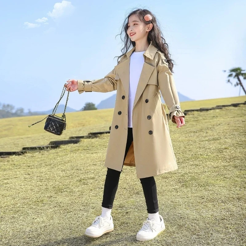 

Girls Coat Windbreak Jacket Cotton Outwear 2026 Vintage Spring Autumn Outdoor Kids Windproof Children's Clothing