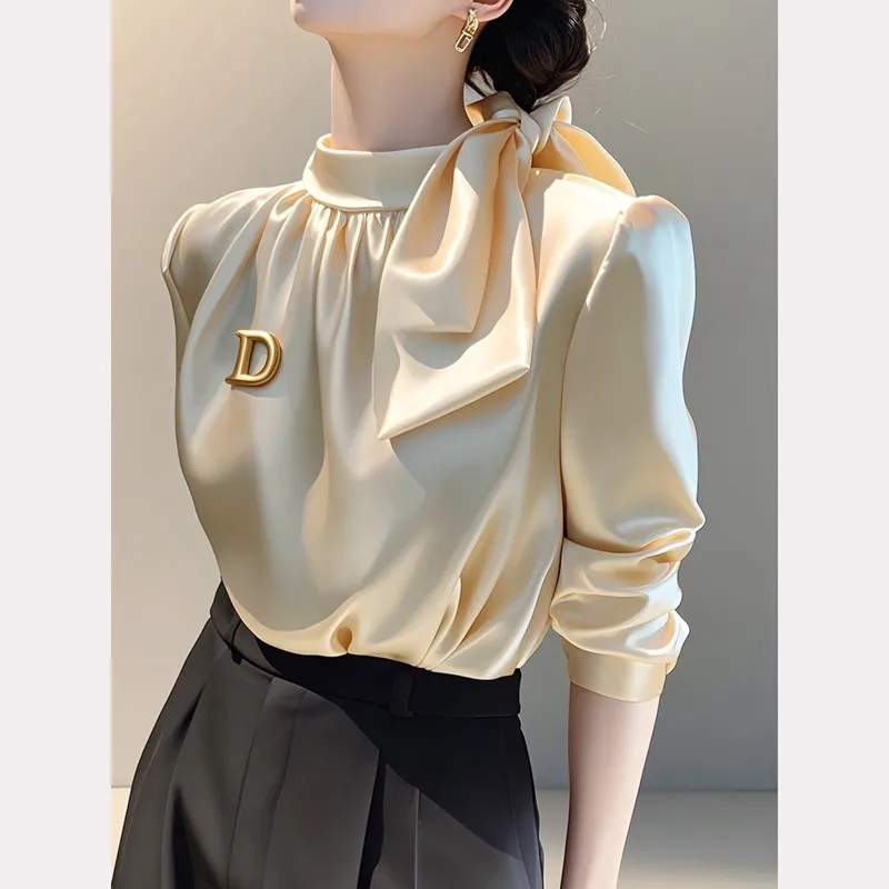 

Spring New Women Office Ladies Shirts Long Sleeve Bows Collar Party Tunic Tops Elegant Nice Blouse Shirts Blousas NZ237