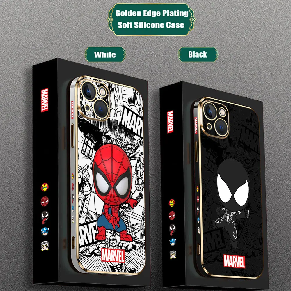 Cartoon Marvel Spider Man Venom Phone Case For Motorola Moto G60 G53 G52 G50 G40 G30 G22 G10 G9 E20 E7I Power Play Plating Cover