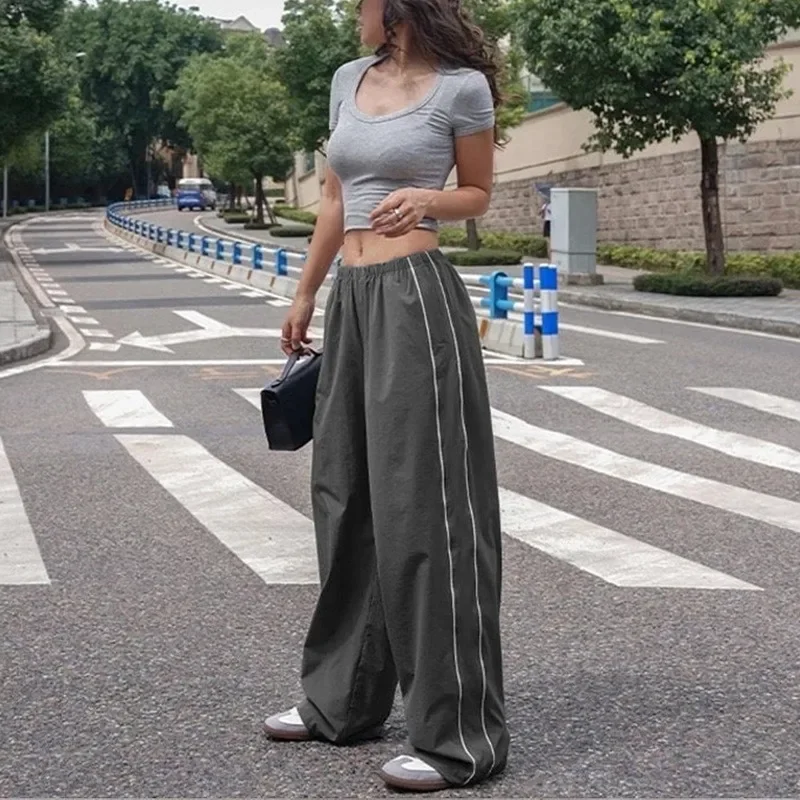 

Casual loose pants women's vintage oversized jogging bottoms cargo pants streetwear sweatpants wide-leg pants