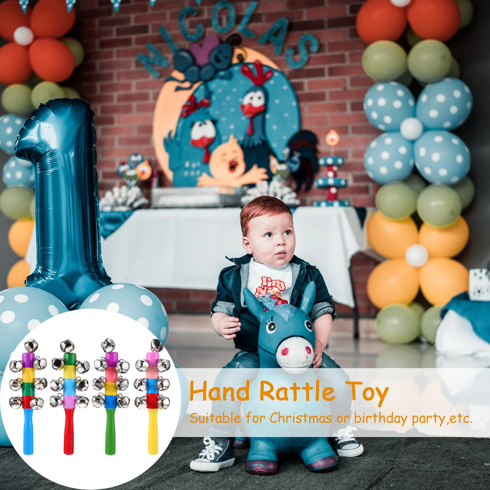 8 Pcs Child Holding Rattle Baby Musical Bell Toddler Instruments Toys Band Wrist Bells Rainbow Hand Infant Sticks Puzzle