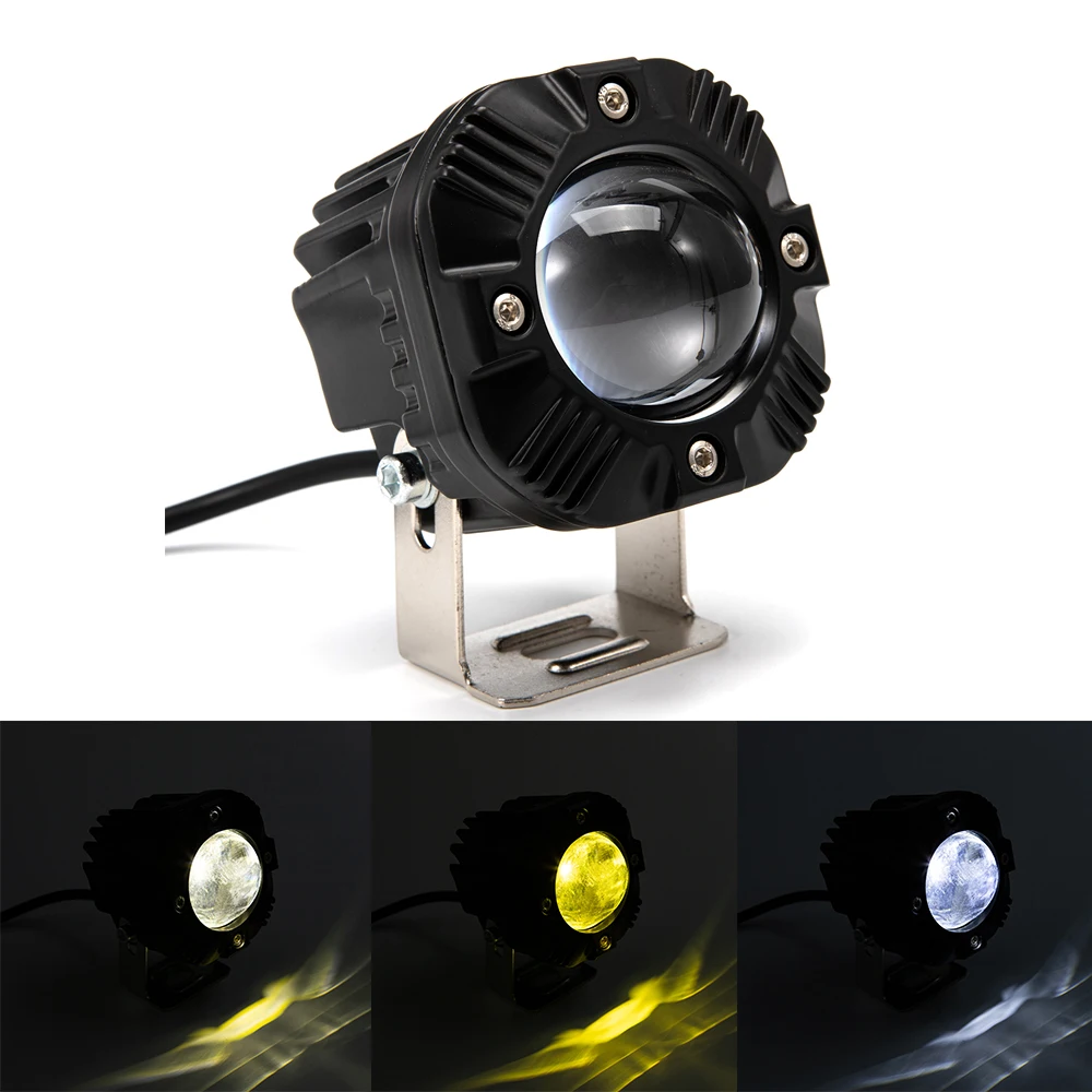 Motorcycle Dual Color Laser Cannon External Headlight With High Brightness and Lens Integrated High and Low Beam Modified Light