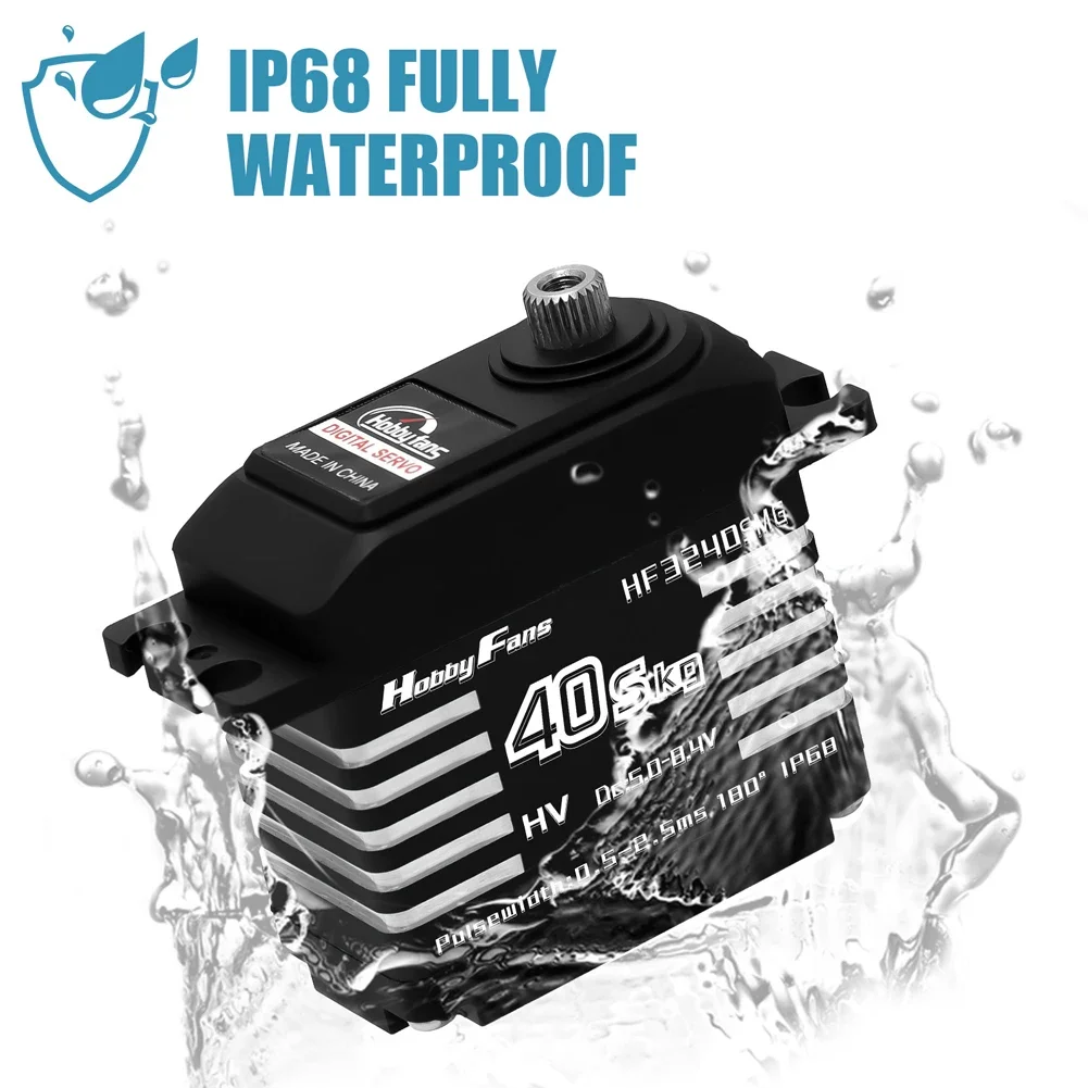 40KG Metal Gear Brushles Servo Motor IP68 Waterproof High Torque Servos 25T Arm Horn for 1/12 1/10 1/8 RC Car Crawler Robot Boat