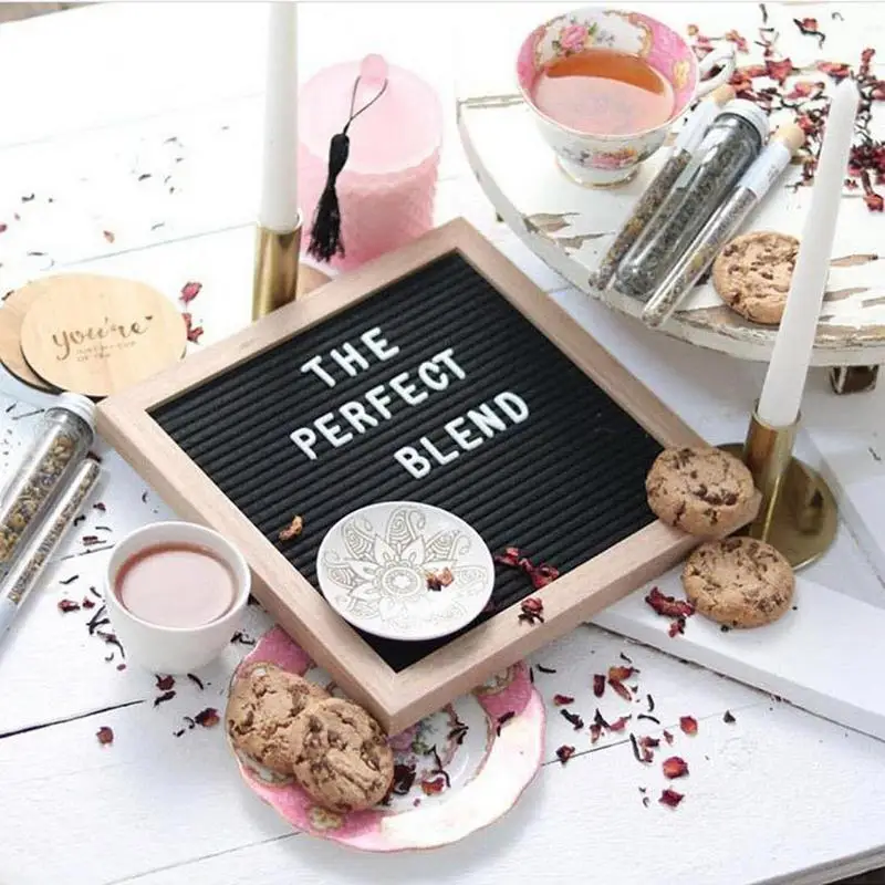Changeable Letter Boards Letter Sign Board Rustic Felt Letterboard 9.84x9.84inch Billboard With Wooden Frame For Classroom
