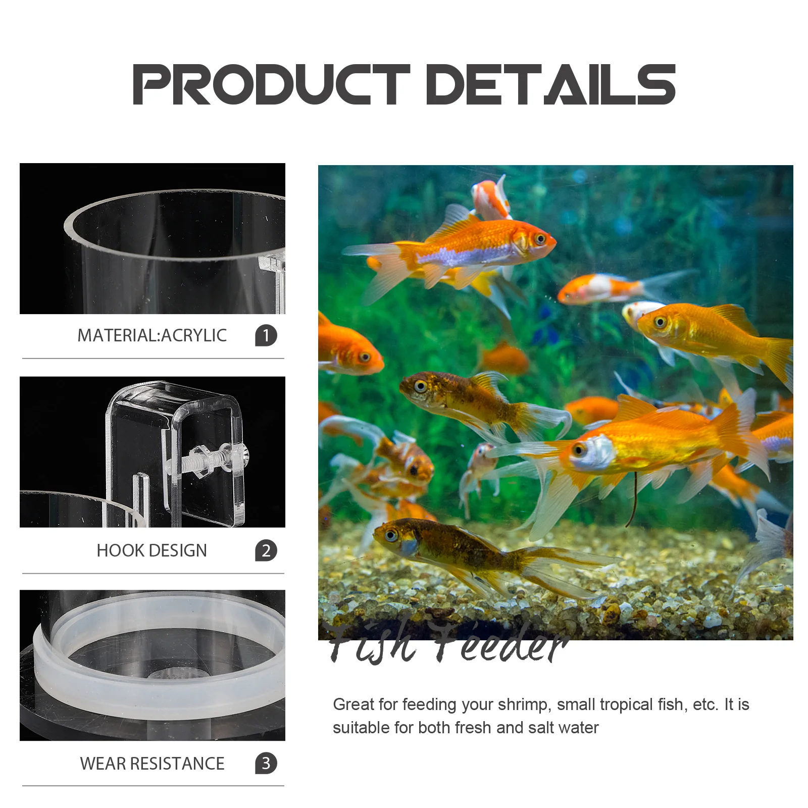 

Acrylic Aquarium Feeder Transparent Tank Feeder Hook Design Aquarium Ring Reusable Fish Feeding Ring Fish Tank Accessories