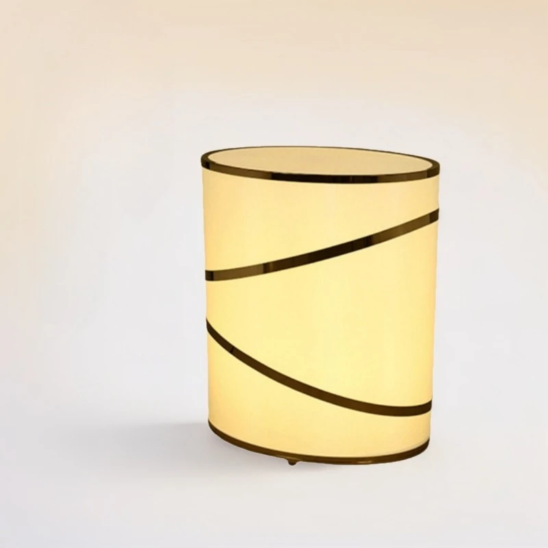 ما بعد الحداثة مصمم الحد الأدنى النسيج اسطوانة مصباح أرضي فاخر الفولاذ المقاوم للصدأ LED الجدول ضوء غرفة نوم السرير دراسة Luminaria #1