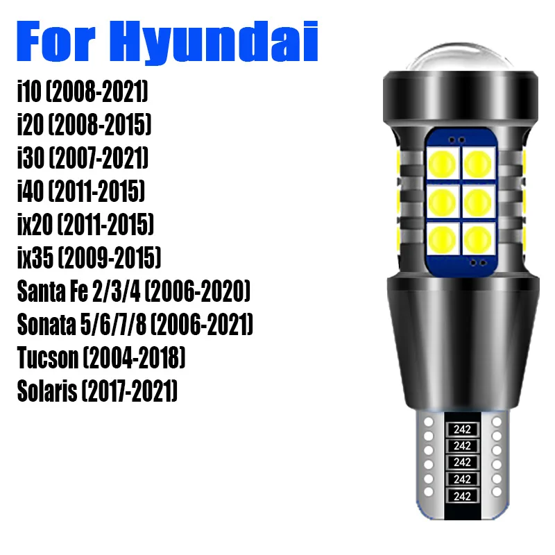 2X LED Reverse Light 921 Bulb W16W T15 Canbus For Hyundai Solaris Tucson i10 i20 i30 i40 ix20 ix35 Santa Fe 2 3 4 Sonata 5 6 7 8