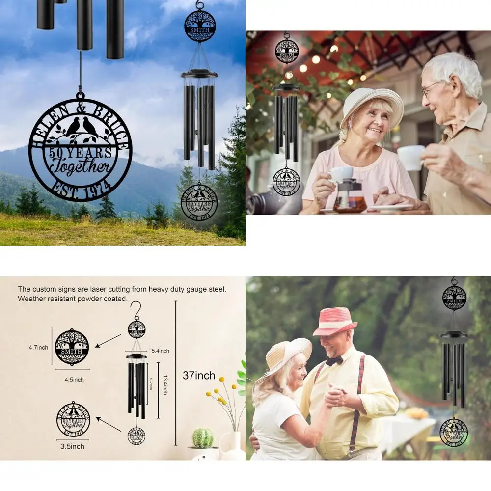 

custom anniversary wind chimes, celebrate 15th to 70th wedding milestones