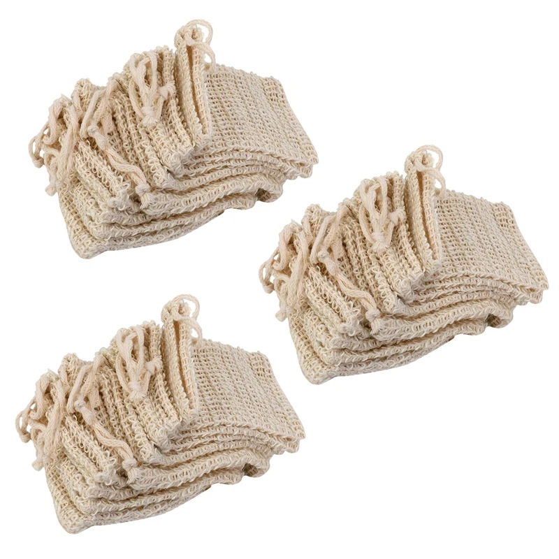 

30 Pack Natural Sisal Soap Bag Exfoliating Soap Saver Pouch Holder