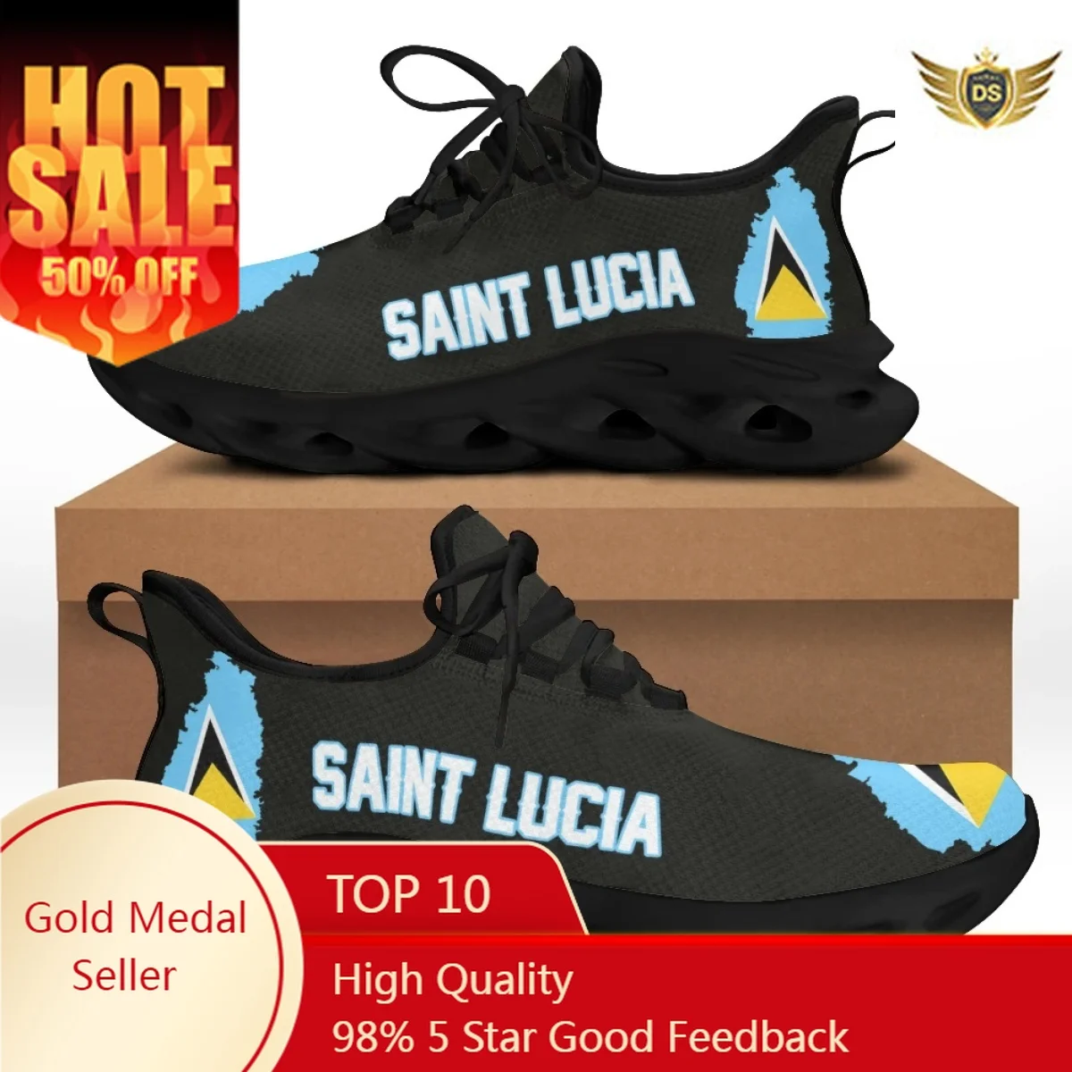 

Saint Lucia Island Print Flat Shoes For Women Cool Sneaker For Female Spring Summer Woman Footwear Flats Sports Shoes