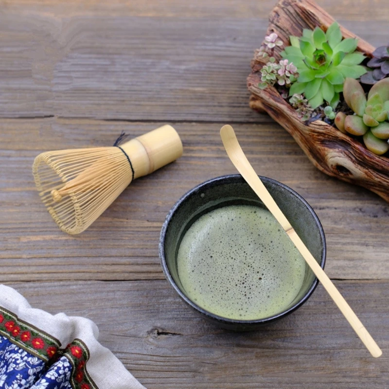 Pack of 3 Delicate Matcha Teas Ritual Set Handmade Bamboo Whisk and Ceramic Tool