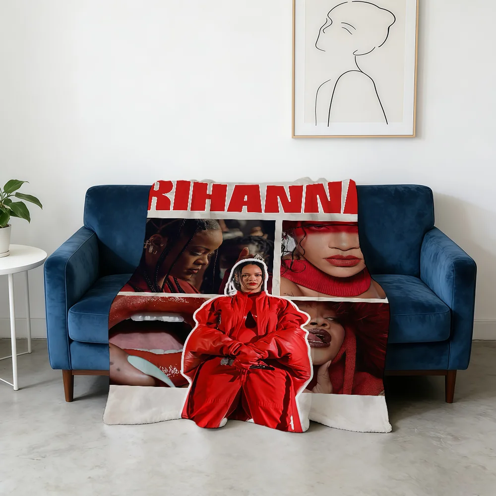R-RIHANNA-ES Singer Blanket Flannel Warm Soft Throw Blanket For Room Sofa Childish Birthday Gifts