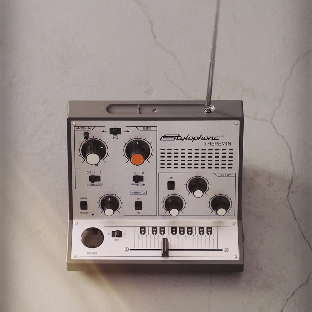 Stylophone Theremin, retro portable analog synthesizer electronic instrument