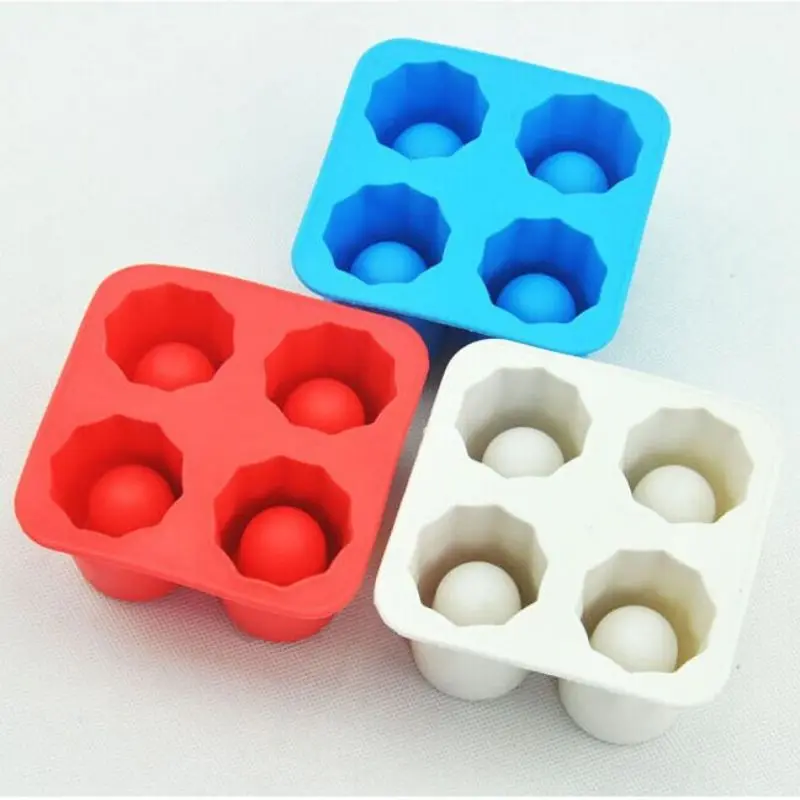 Ice-shot Glass Mould 4 Cup Shape Silicone Ice Cube Mold Silicone Cylindrical water cup Ice Cube Small Wine Glass Ice Tray Mold