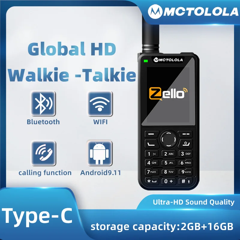 MOTOLOLA New 4G POC Walkie Talkie with Android 9.0 2.4-inch Display Screen Zello  Telephone Function Wi-Fi  2+16GB 5000KM Global