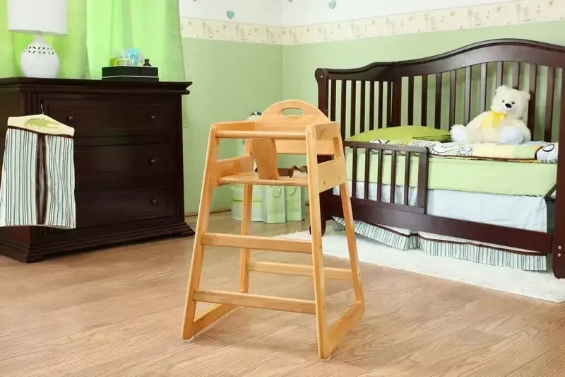 Commercial Grade Stack-Able Solid Wood High Chair for Restaurant & Home Use - Natural
