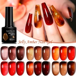 LILYCUTE 7ml Jelly Amber Gel Nail Polish Semi Permanent UV Gel Brown Translucent Gradient Leopard Print Nail Art Gel Varnishes