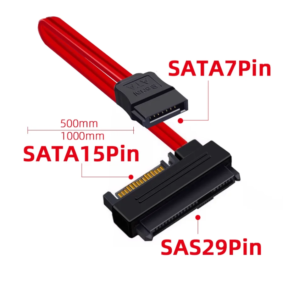 

0.5M SFF-8482 SAS to SATA Cable SAS Hard Disk Connected to Motherboard SATA Port Adapter Cable 15PIN Power Port