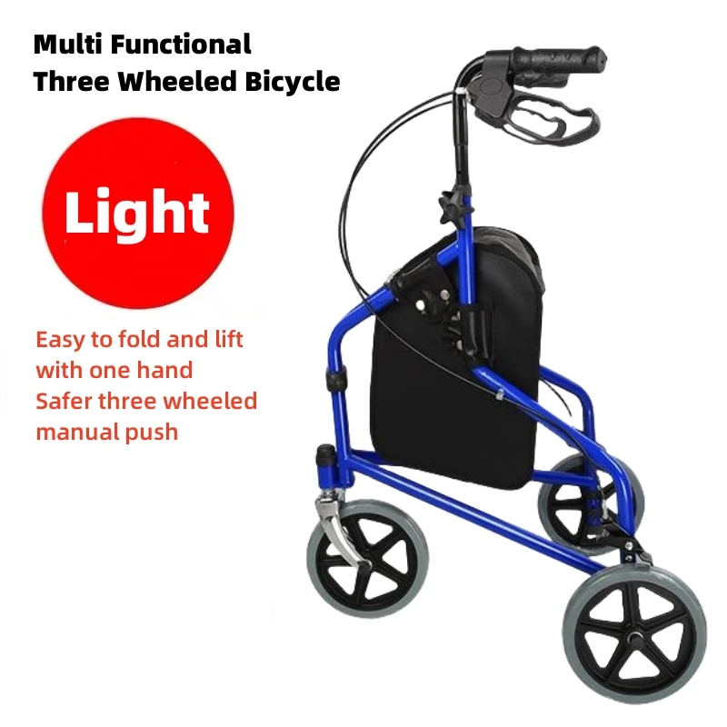 Elderly Training Walking Aids Can Sit Foldable Storage Walker Three Wheeled Carts Shopping Carts Are Portable And Lightweight