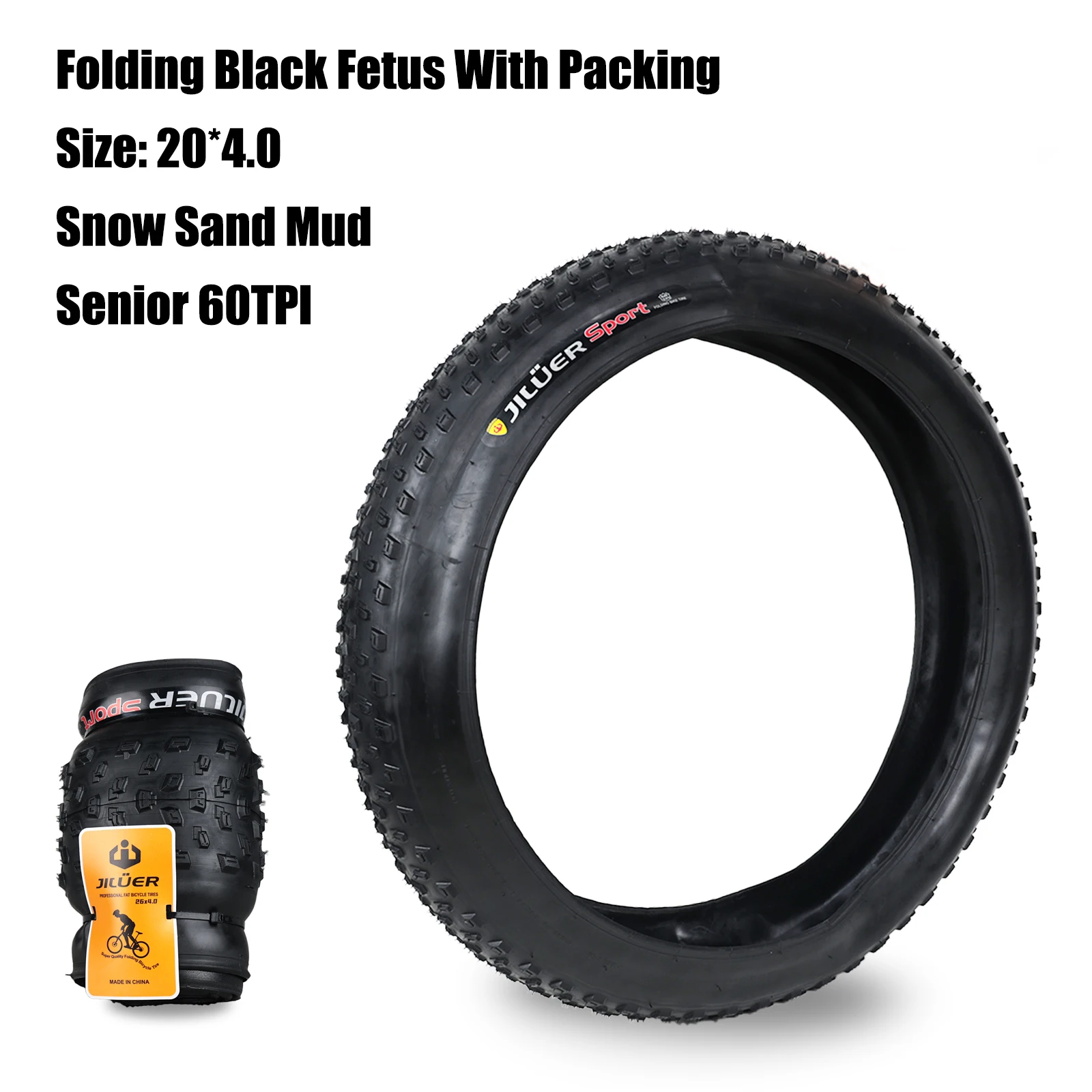 Opona składana JILUER do roweru 20x4.0 26x2.25/4.0 27.5x2.1/2.2 29x2.2 MTB Fat Bike, odporna na przebicia, składana opona do roweru górskiego XC, na śnieg, piasek, błoto. — 2