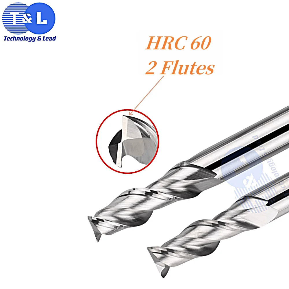 T&L HRC60 2Flutes Copper and Aluminum Material Professional Carbide Milling Cutter End Mill Machining Center CNC Tool