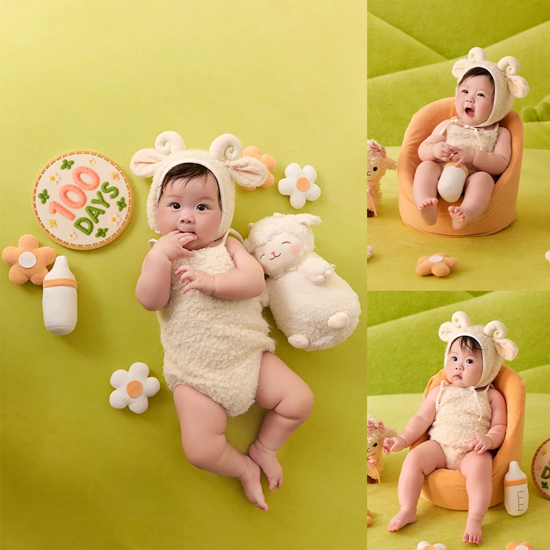 infant-sheep-theme-photo-costume-soft-fluffy-sling-bodysuit-curly-sheep-horn-hat-set-baby-100-day-milestone-photography-props