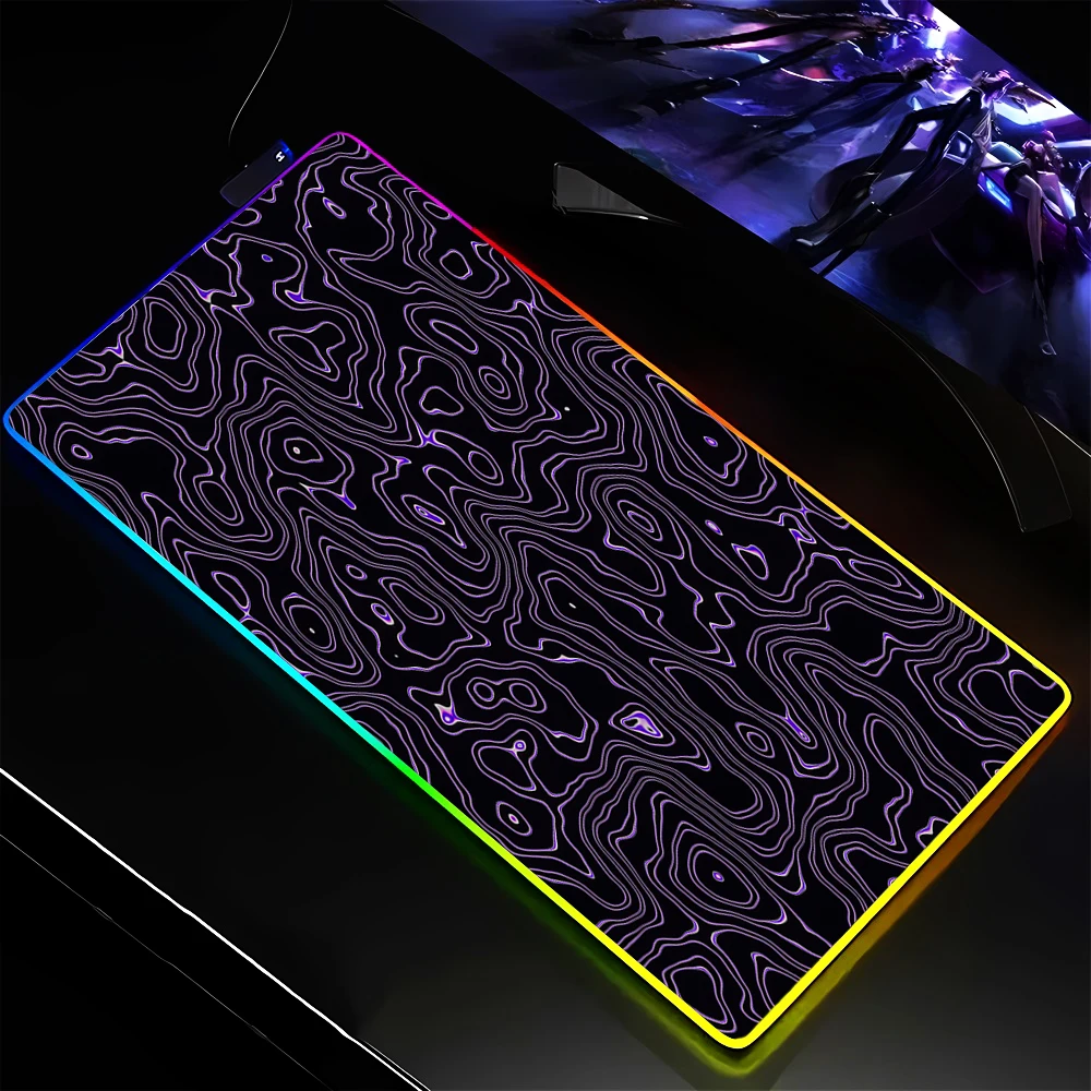 

Геометрические черно-белые линии RGB коврик для компьютерной мыши геймерский шкаф для ПК офисные аксессуары коврик для мыши клавиатура игровой светодиодный настольный коврик