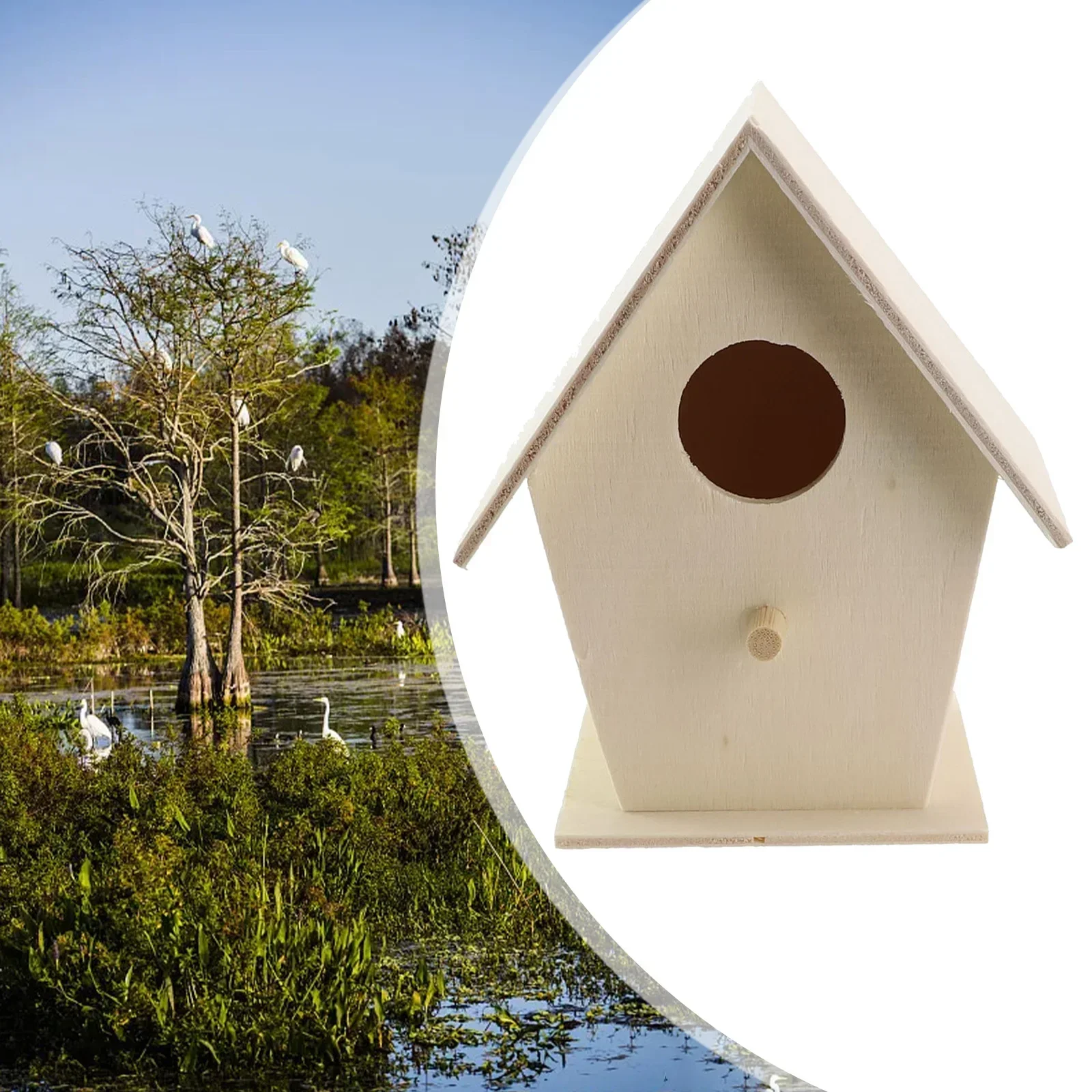 

1pcs Wooden Bird House Nest Birds Breeding Box Nest House Bird Box Wooden Birdhouse For Home Garden Decorative Cages