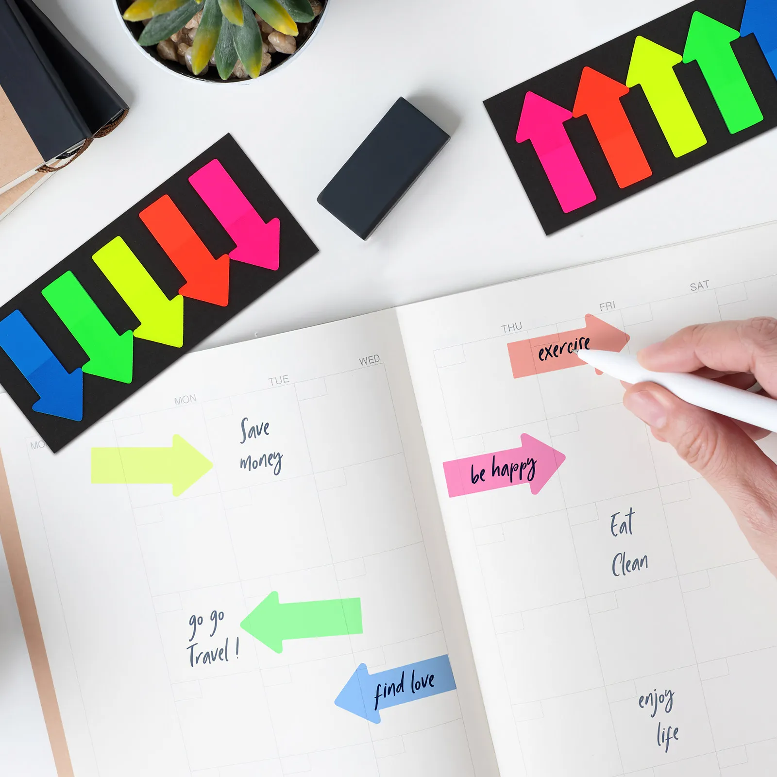 10Sets Arrow Indicator Stickers Compact Reusable Bookmark Slips Page Finders School Office Stationery Reading Aid Gift for Book
