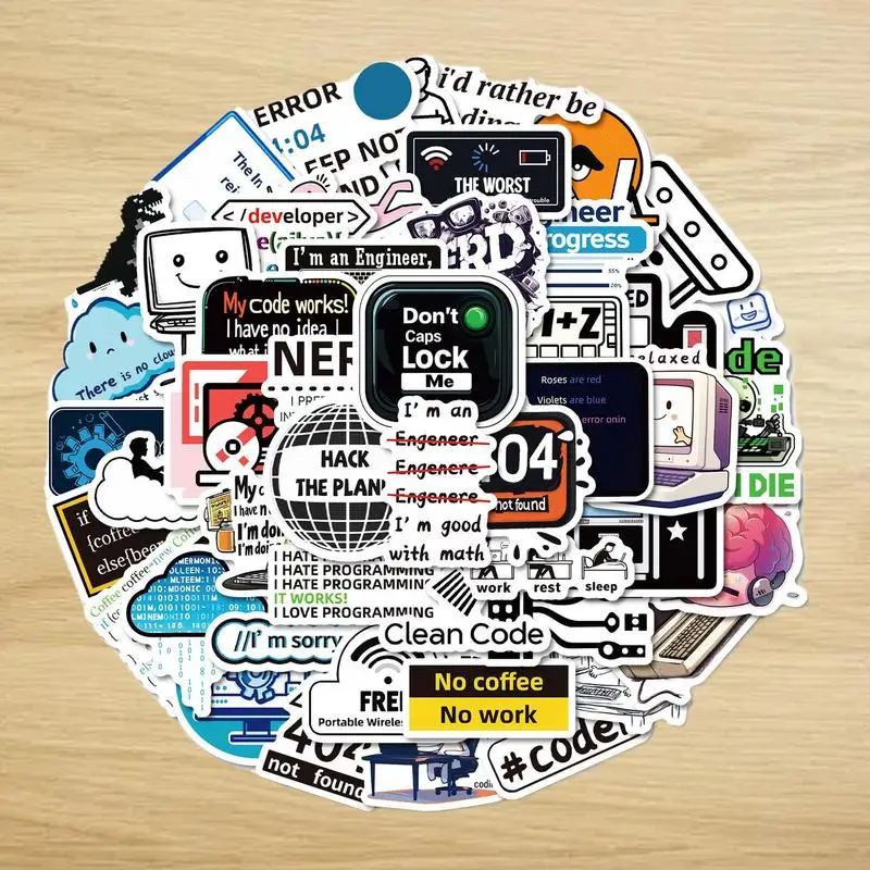 ข้อมูลสติกเกอร์กันน้ํา 50X แล็ปท็อปสติกเกอร์ตกแต่ง Graffiti Decal น่ารักแฟชั่น PC Decals สําหรับนักเรียนและโปรแกรมเมอร์