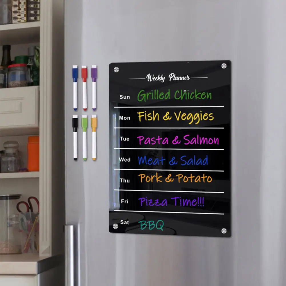 Perencana kulkas dapat digunakan kembali Kit kalender Bulanan magnetik perencana kulkas tahan gores dengan instalasi mudah akrilik hapus kering
