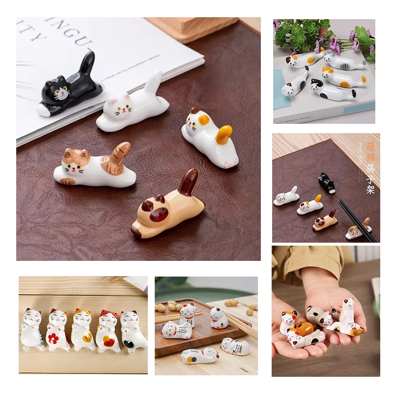 5/6pcs/Set Chopsticks Pillow Chopstick Rest Home Decoration Cat Chopsticks Forks Holder Chopsticks Holder Spoon Holder