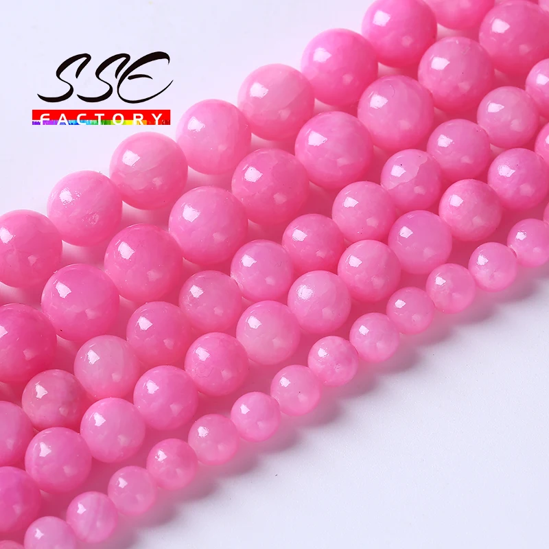 Natural Stone Pink Jades Beads For Jewelry Making Round Loose Spacer Beads DIY Bracelet Necklace Accessories 6 8 10 12mm 15