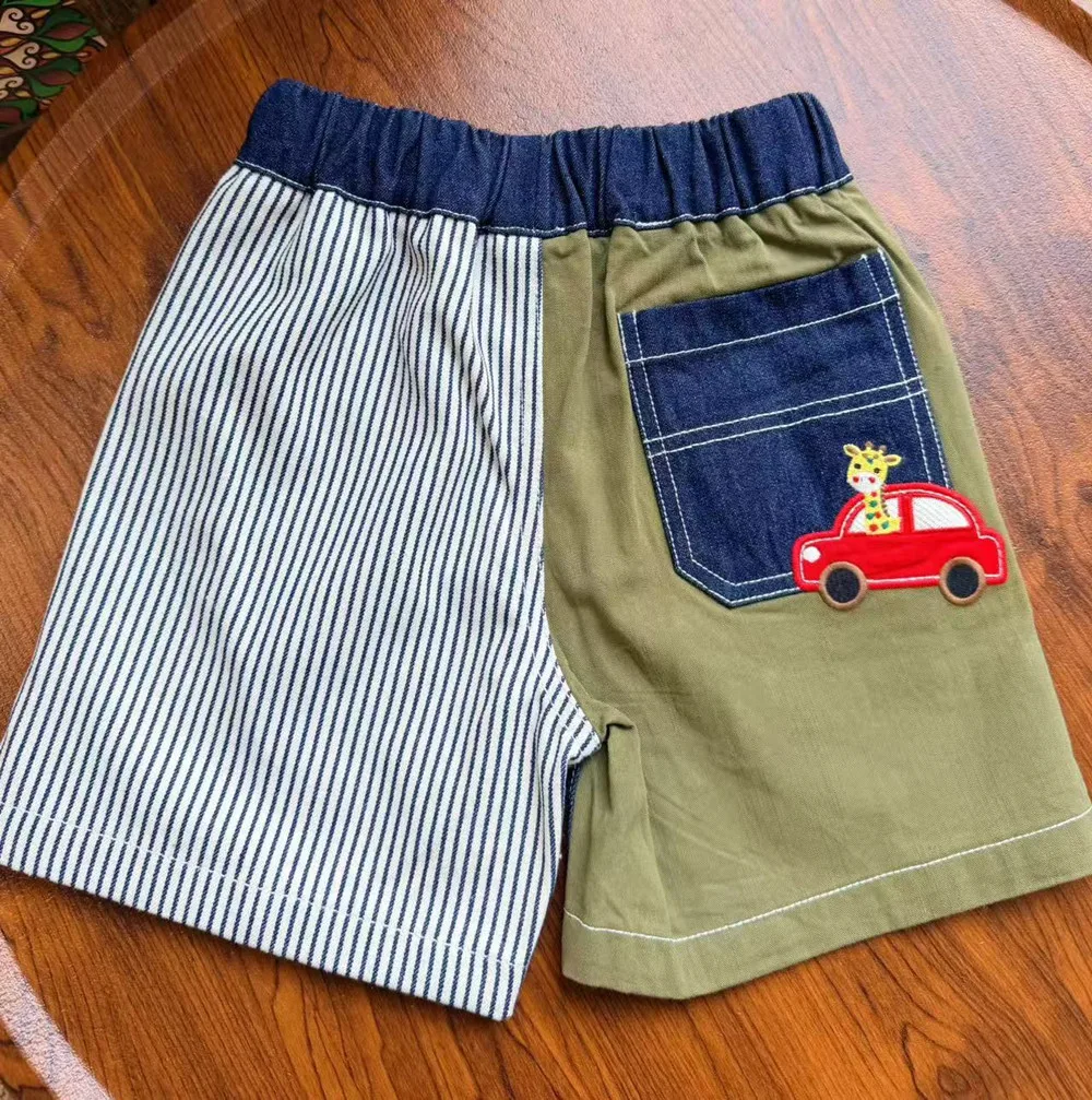 

spring summer pants Girls' patchwork shorts Cartoon letter embroidery denim shorts Boys' fashion shorts
