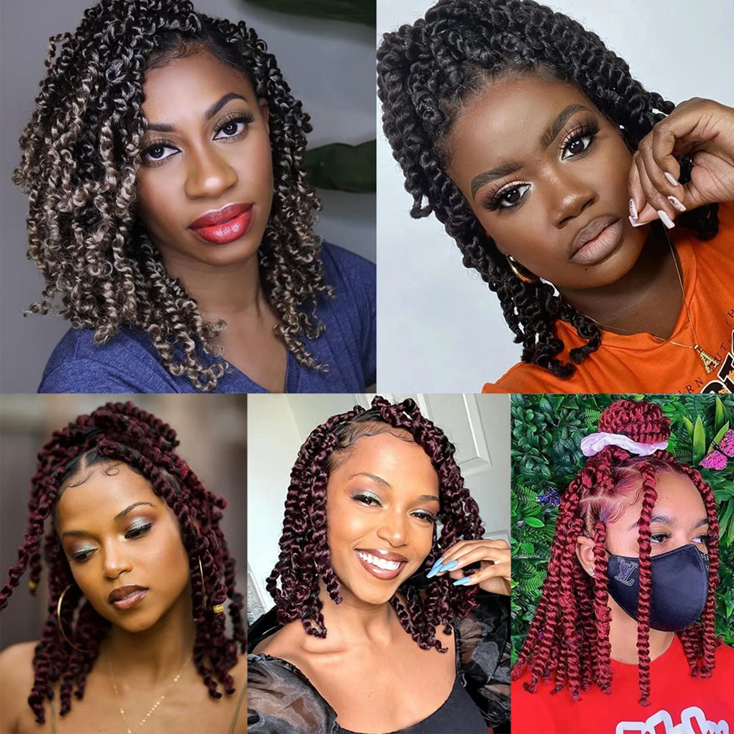 10/12/18 Polegada paixão torção cabelo para mulheres natural preto bomba pré torcido onda de água crochê tranças cabelo pré looped sintético