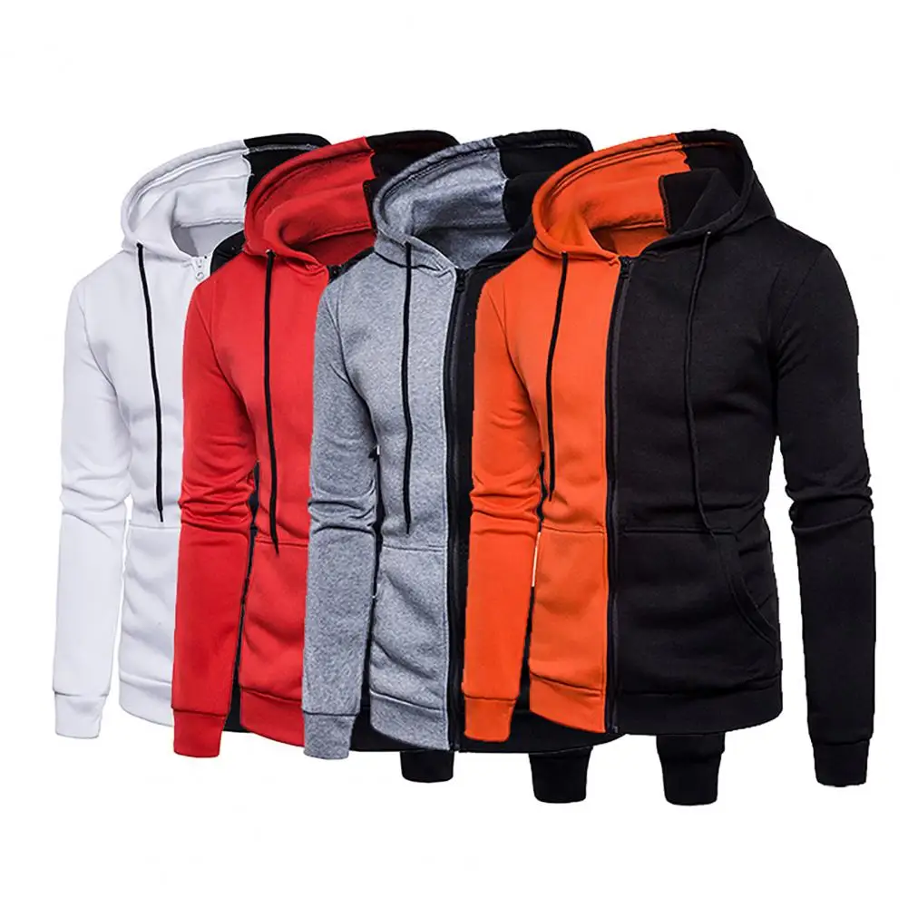 Casual Sweatshirt Stylish Hooded Zipper Closure Men Jacket Tracksuit Jacket Coat