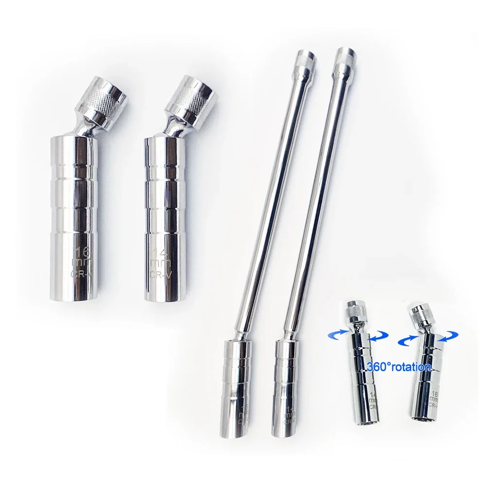 14mm 16mm Spark Plug Removal Tool Wrench Magnetic Sleeve 3/8-Inch 12-Point Swivel Candle Key 16mm Magnet Pull Out Spark Plugs