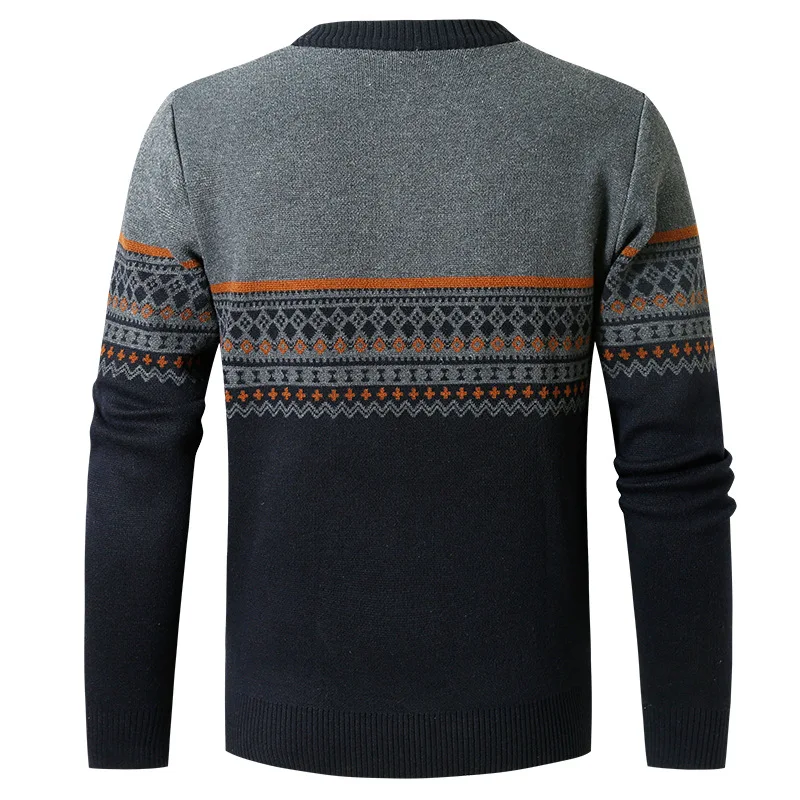 Maglione da uomo a maniche lunghe modello vintage pullover autunno inverno maglioni aderenti con fondo caldo uomo moda cerniera o-collo pullover