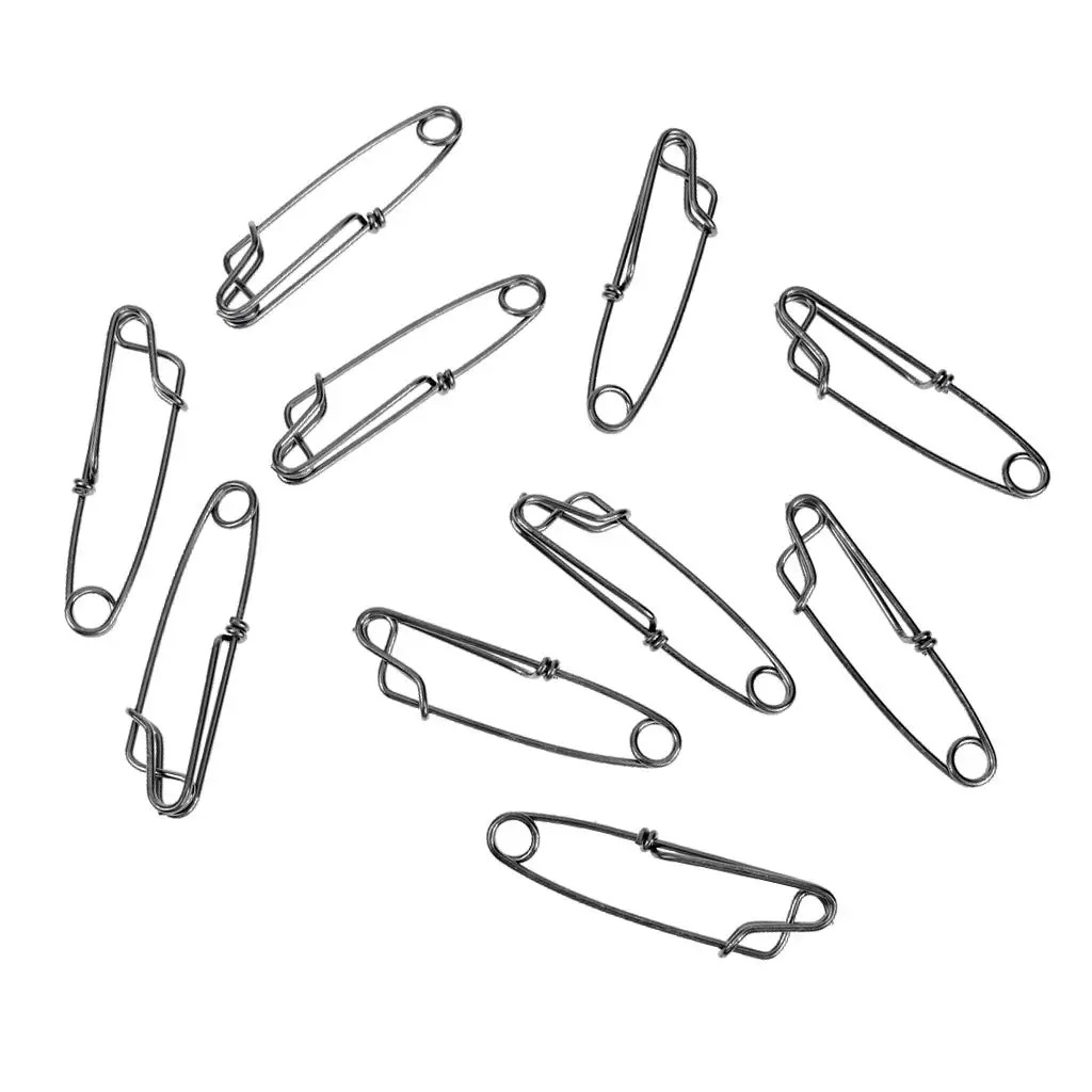عبوة مكونة من 10 مشابك من الفولاذ المقاوم للصدأ ذات خط طويل ومشابك التونة العائمة