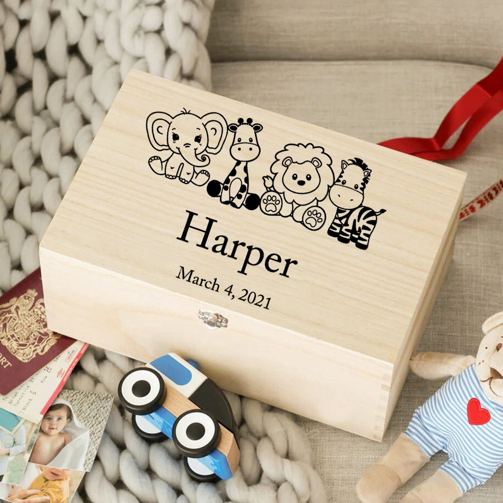 Benutzerdefinierte Baby Holz Memory Box Neugeborenen Dusche Geschenk personalisierte Säugling Andenken Box Baby Geburt Stats Box Nabelschnur Box