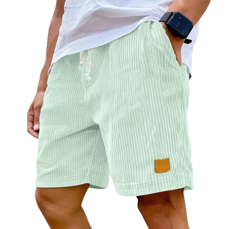 Retro Embroidered Leather Tag Corduroy Fashionable Casual Shorts for Men Versatile Loose Fit Low Waist Short Pants