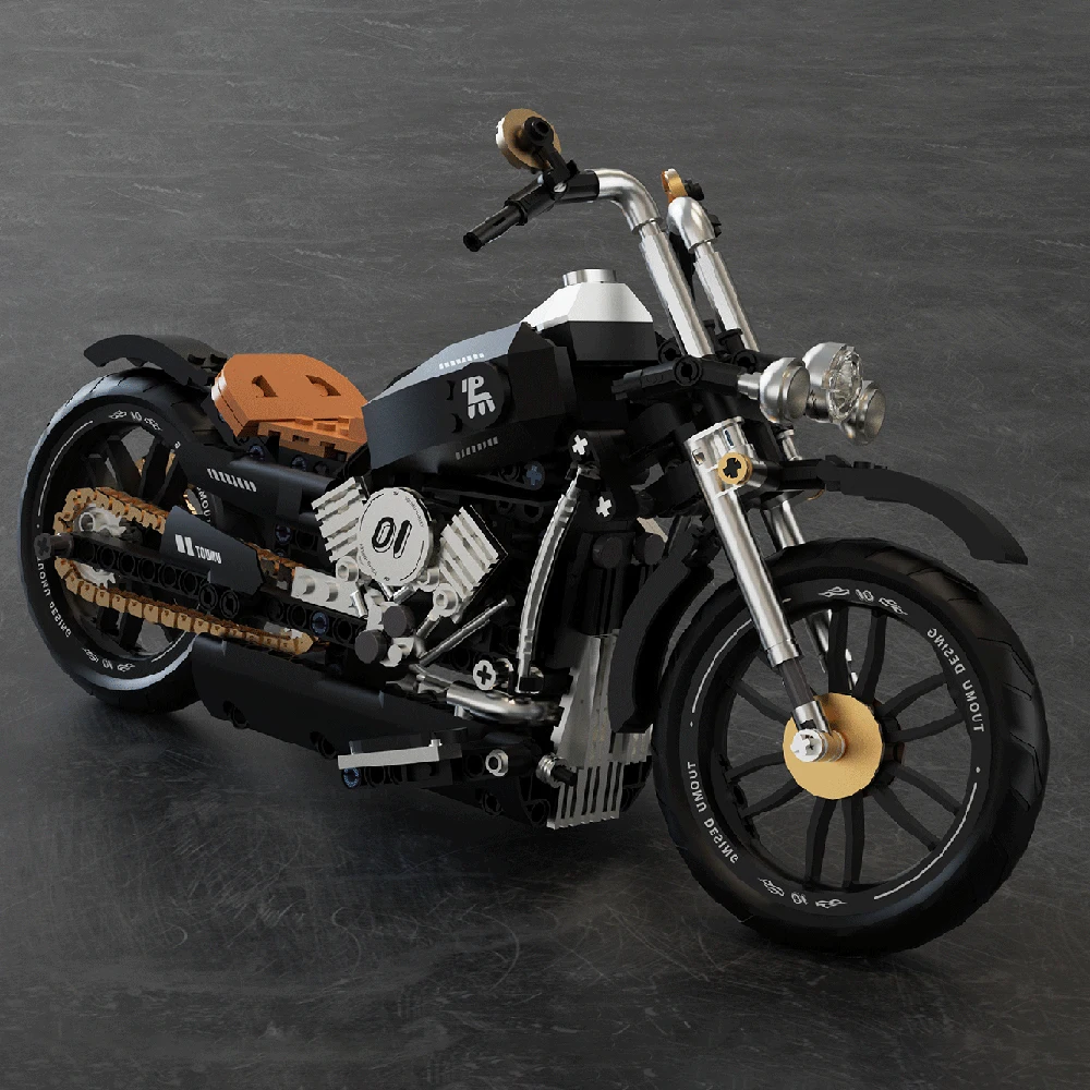 مجموعة مكعبات بناء الدراجات النارية الكلاسيكية الرجعية مجموعة نماذج تقنية للبالغين والأطفال ألعاب تعليمية جذعية هدية للأولاد