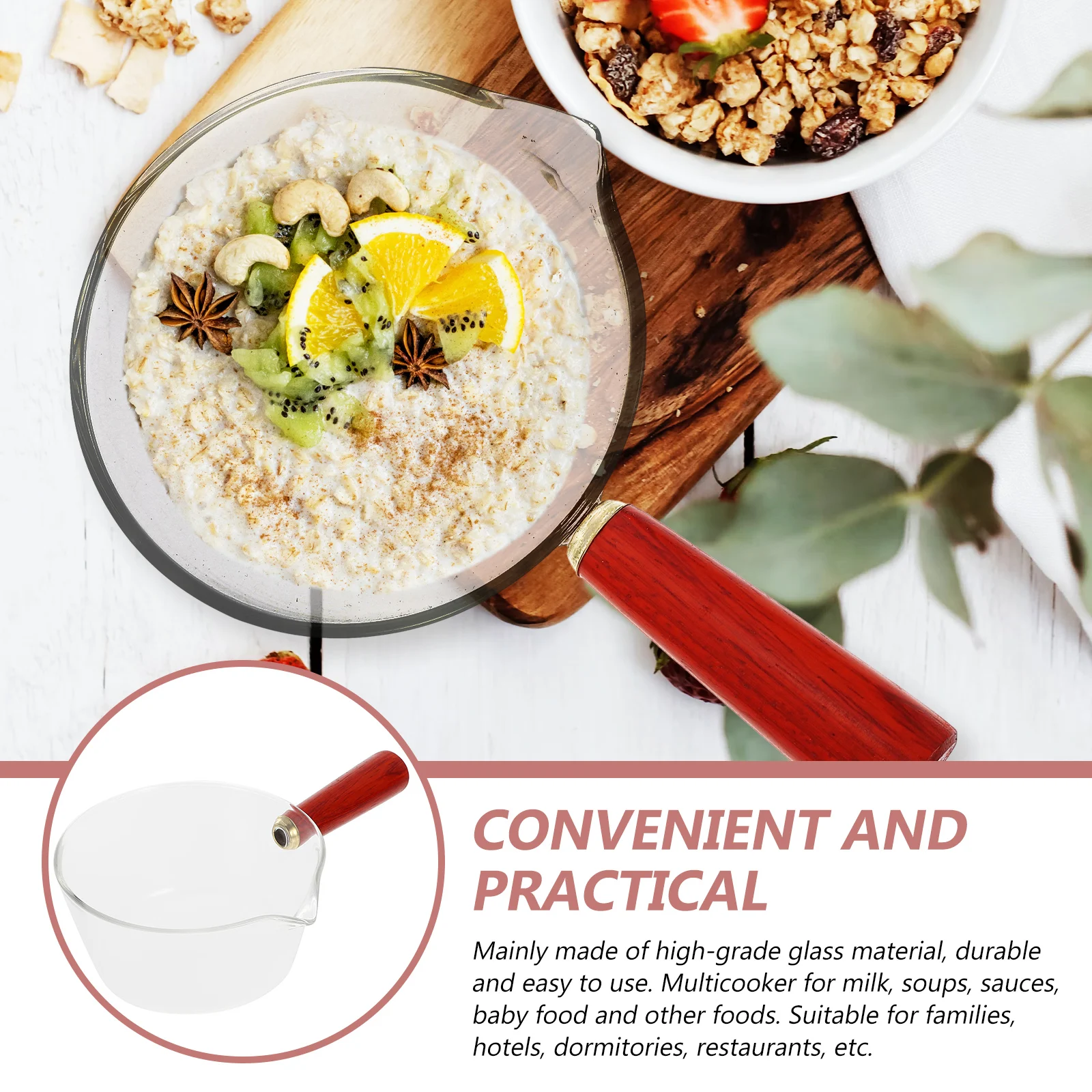 

Milk Food Cooking Pot Soup Pan Kitchen Gadget Ergonomic Handle Anti Scalding Stainless Steel Stew Pot for Instant