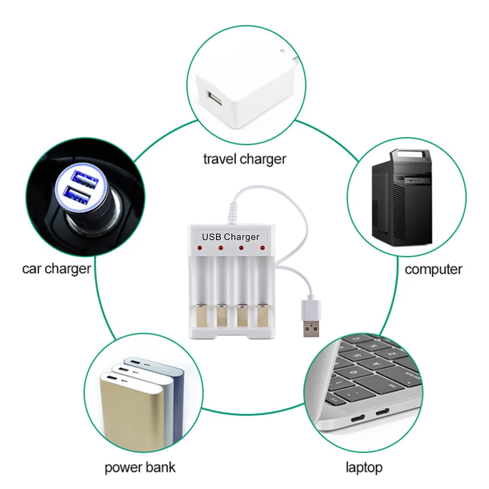 Universal 3/4 slots USB Output Battery Charger For AA / AAA Rechargeable Battery Quick Charge Adapter Power Accessories