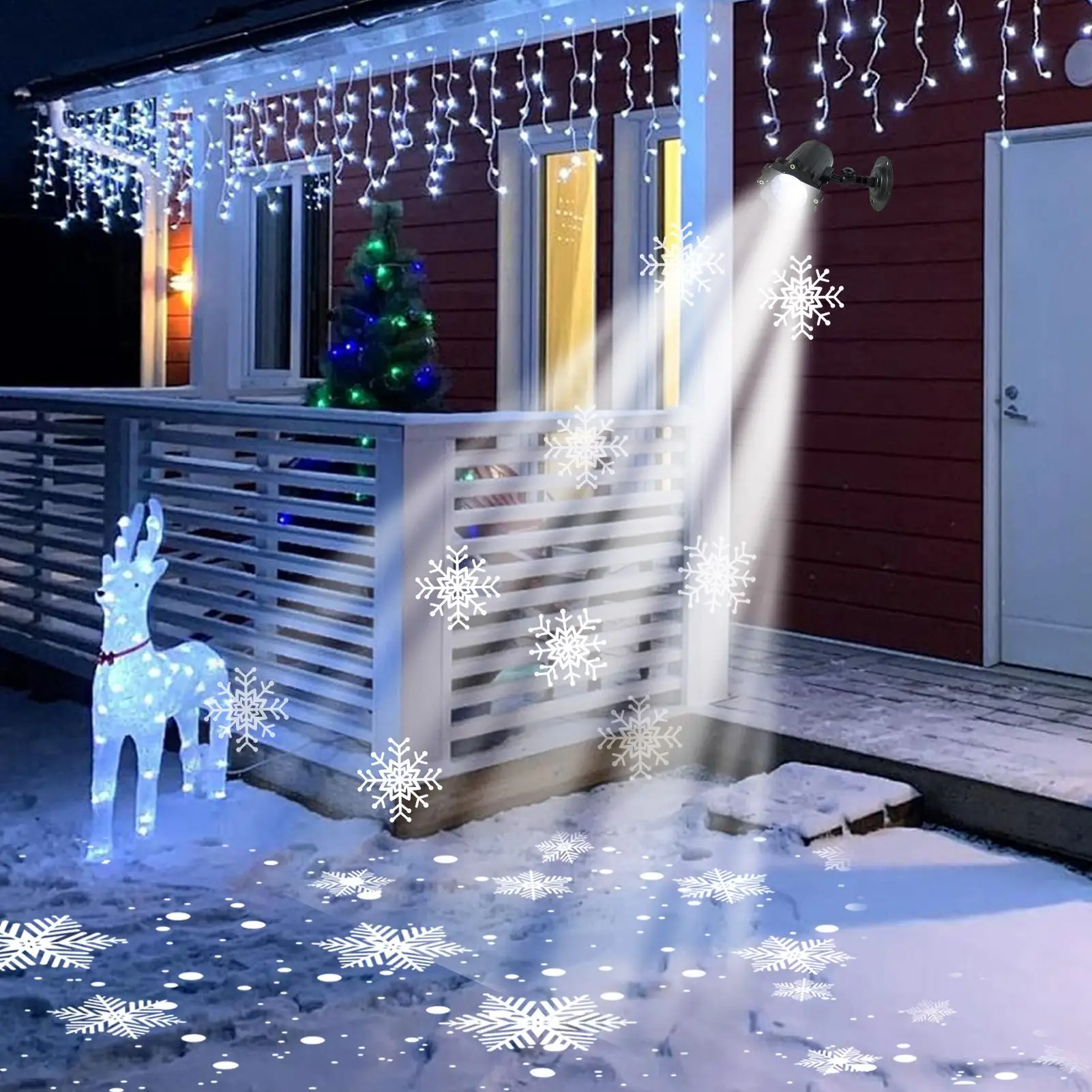 Snowfall LED Light Projector Christmas Laser Projector Light Outdoor White Snowflake Landscape Spotlight for Patio Garden Decor