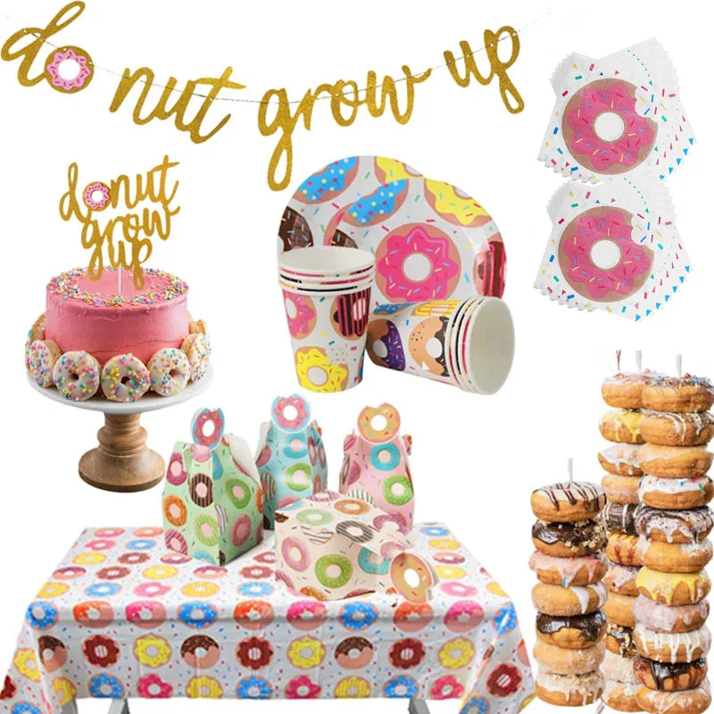 Cyuan Donut crecer tema Fiesta suministros cumpleaños Donut tema Baby Shower Donut soporte de pared tablero de exhibición de un cumpleaños suministros